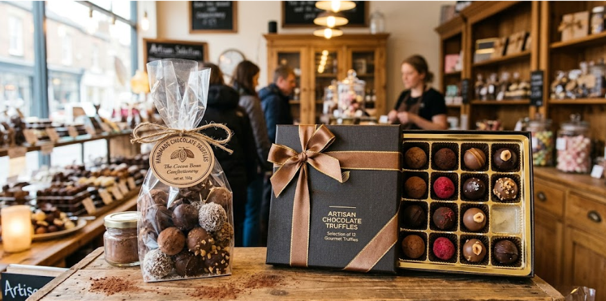 candy boxes with chocolate truffles